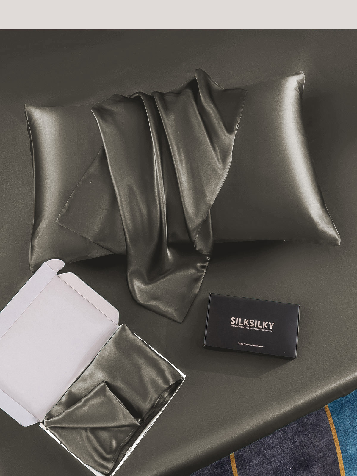 [Dark Gray] SilkSilky-UK 22Momme Pure Silk Pillowcase 005