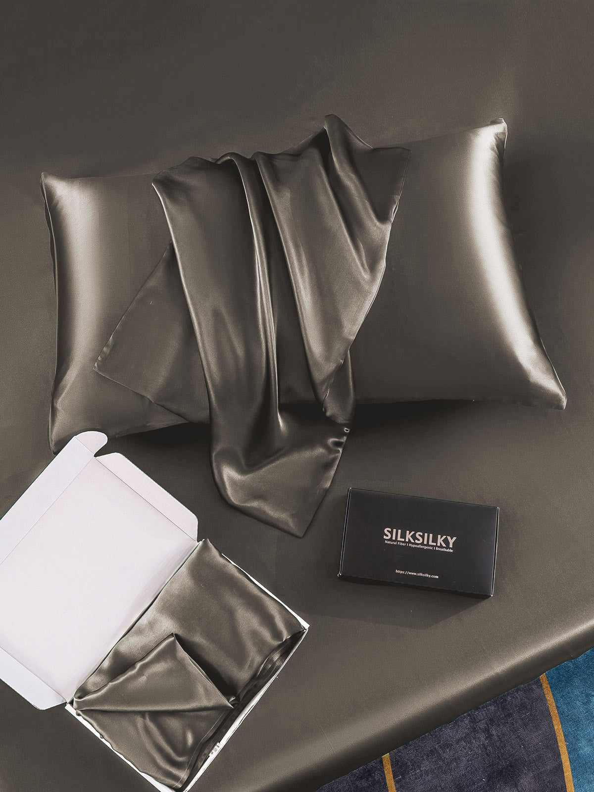 [Dark Gray] SilkSilky-UK 30Momme Pure Silk Pillowcase 005