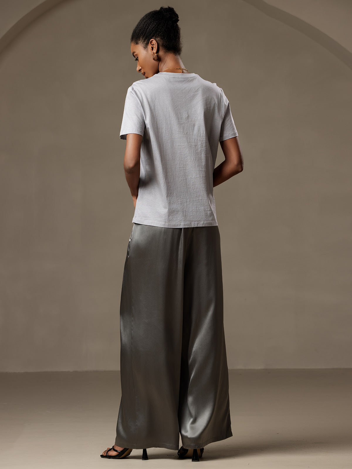 [Dark Gray] SilkSilky-UK Pure Silk Womens Pants 002