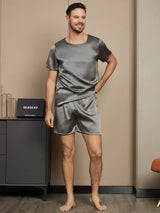 [Dark Gray] SilkSilky-UK Short Sleeve Round Neck Men's Pyjamas 004