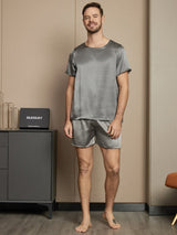 [Dark Gray] SilkSilky-UK Short Sleeve Round Neck Men's Pyjamas 005