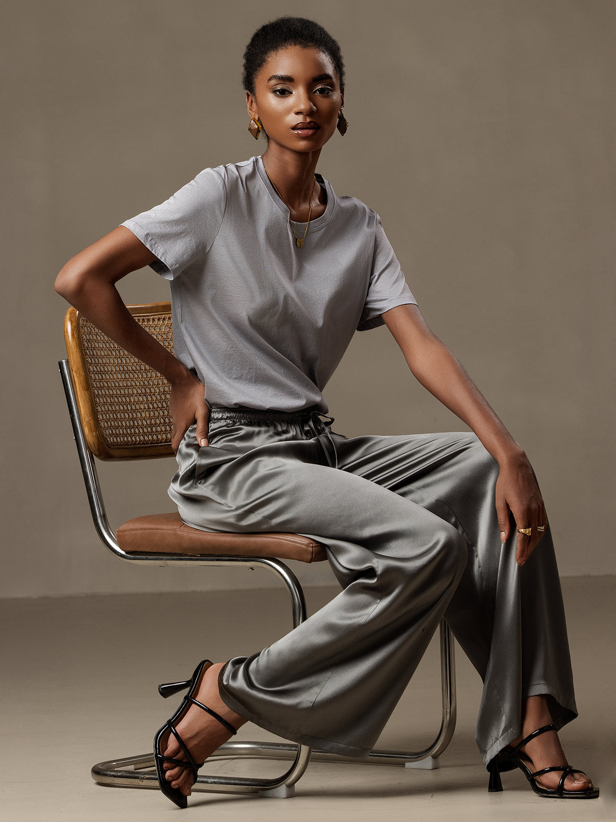 [Dark Gray] SilkSilky-UK Pure Silk Womens Pants 001