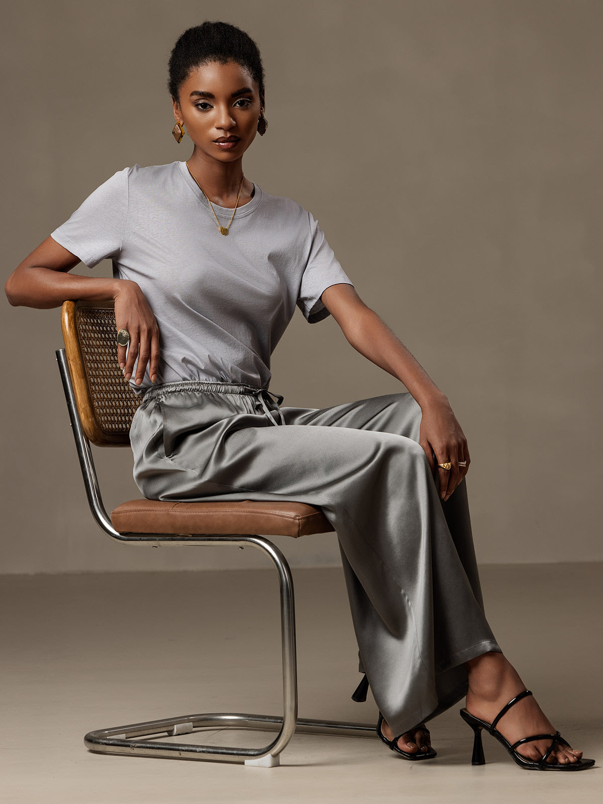 [Dark Gray] SilkSilky-UK Pure Silk Womens Pants 003