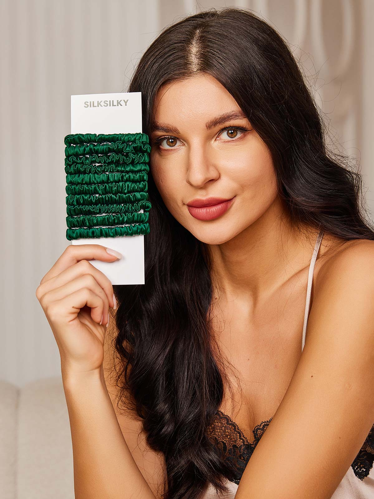 [Dark Green] SilkSilky-UK 19Momme Pure Silk Scrunchie 001