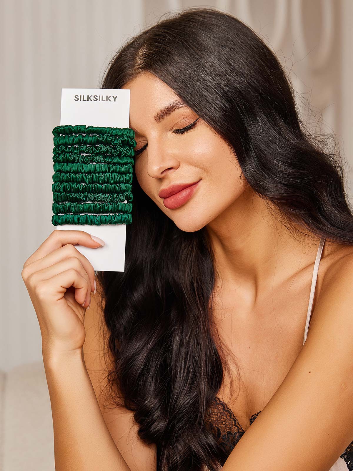 [Dark Green] SilkSilky-UK 19Momme Pure Silk Scrunchie 002