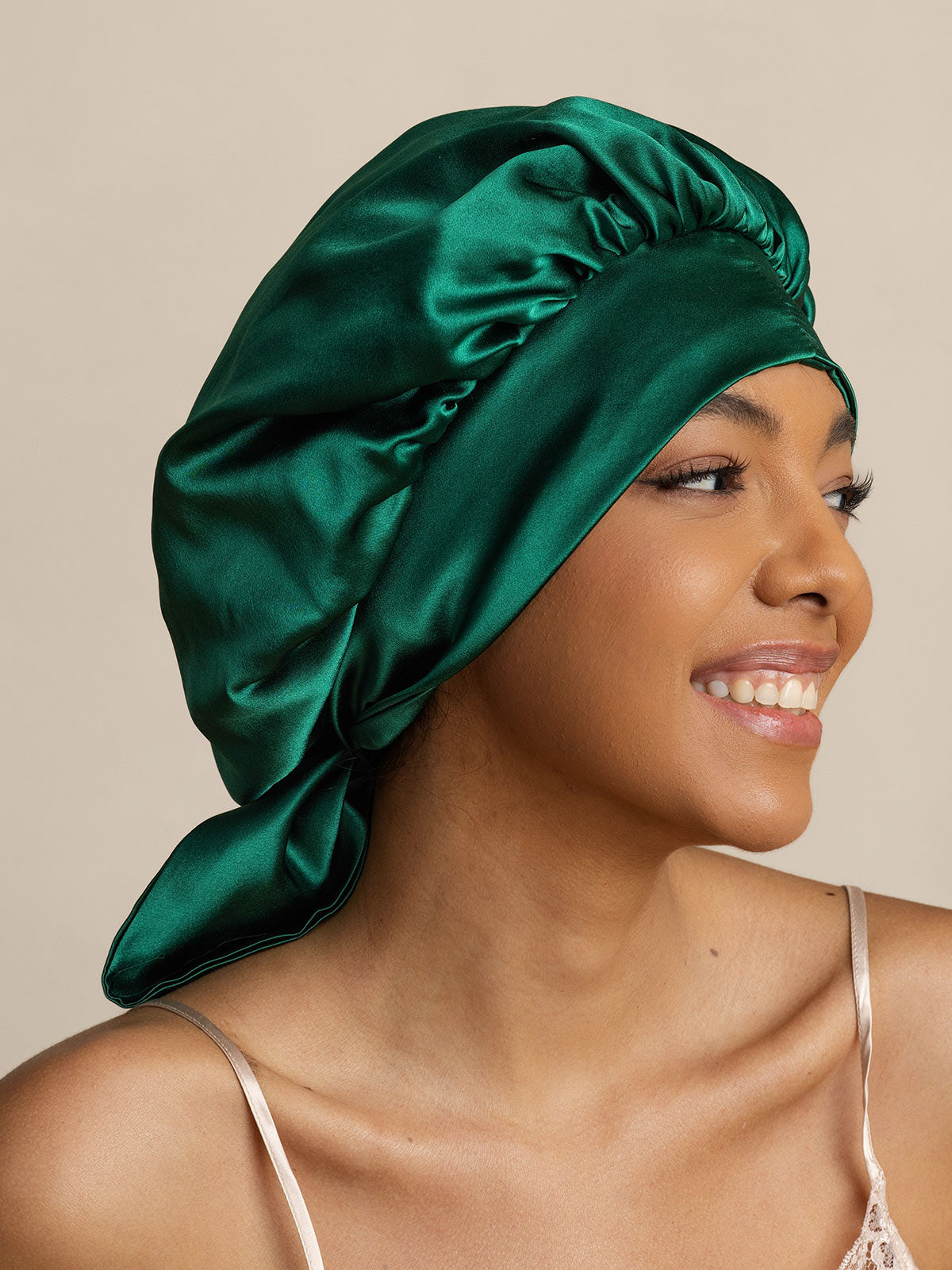 [Dark Green] SilkSilky-UK Pure Silk Sleep Cap 003