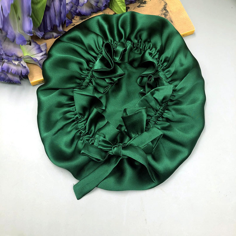 [Dark Green] SilkSilky-UK Pure Silk Sleep Cap 004