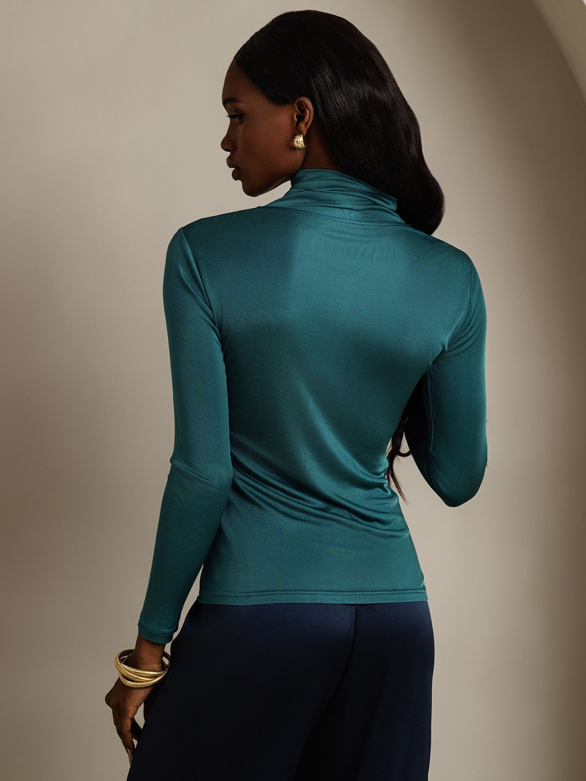 [Dark Green] SilkSilky-UK Silk Long Sleeve Womens T-Shirt 002