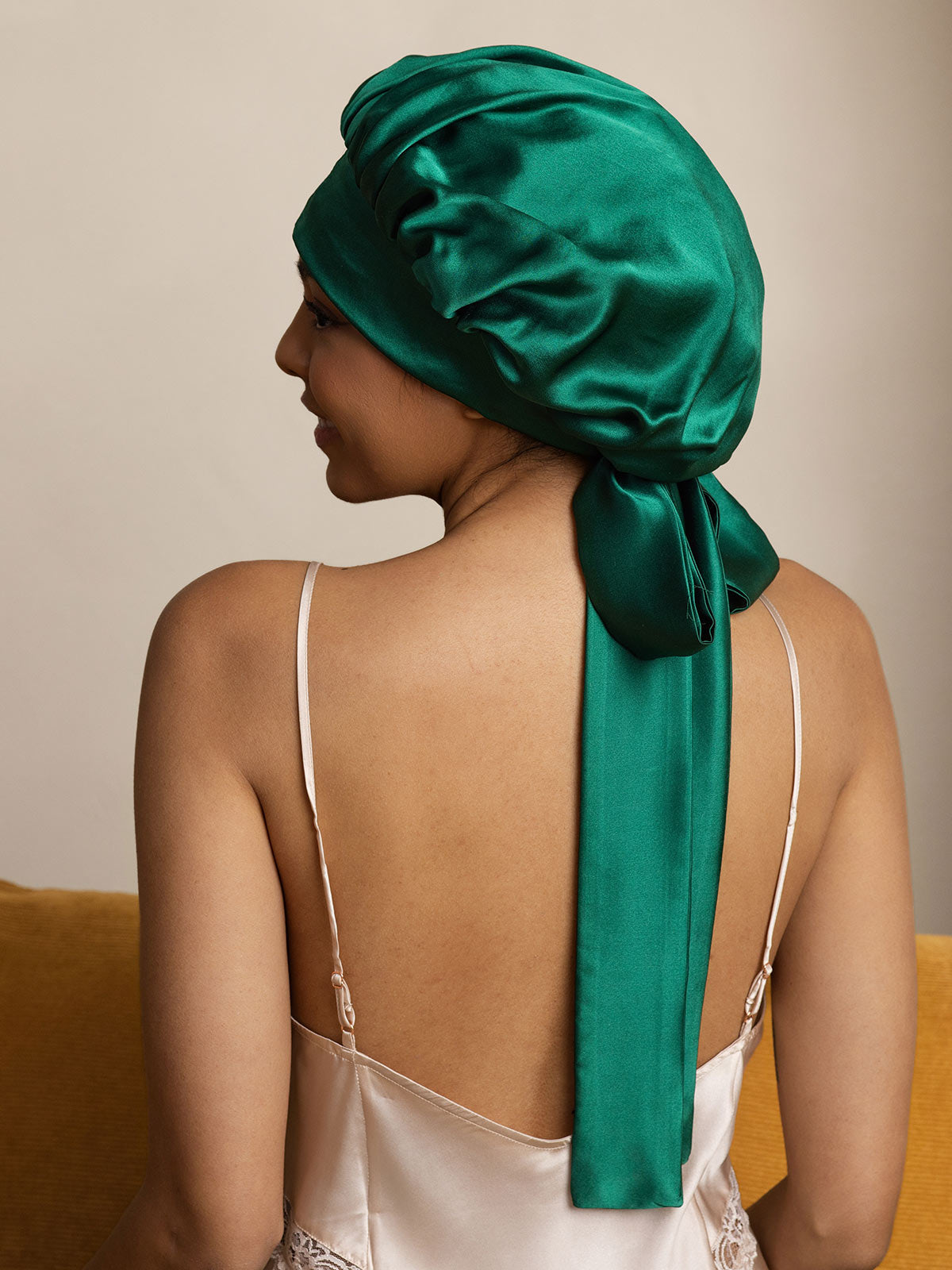 [Dark Green] SilkSilky-UK Pure Silk Sleep Cap 005