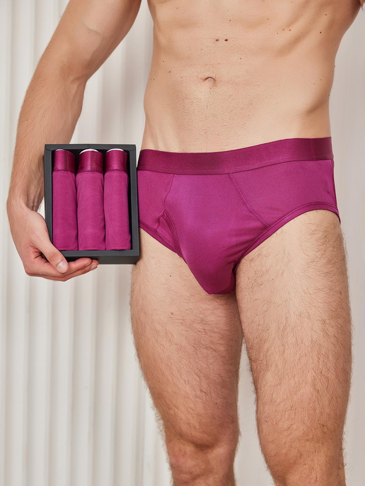 [Dark Red] SilkSilky-UK Silk Knitted Mens Underwear 001