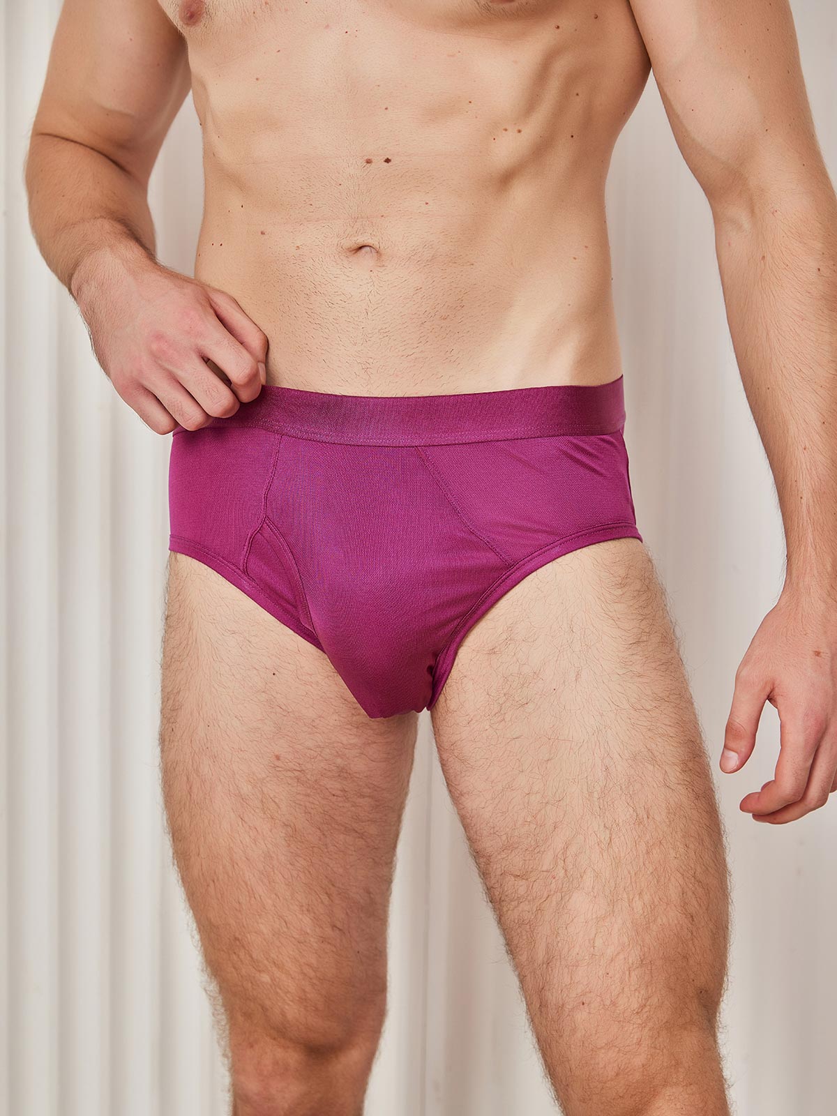 [Dark Red] SilkSilky-UK Silk Knitted Mens Underwear 003