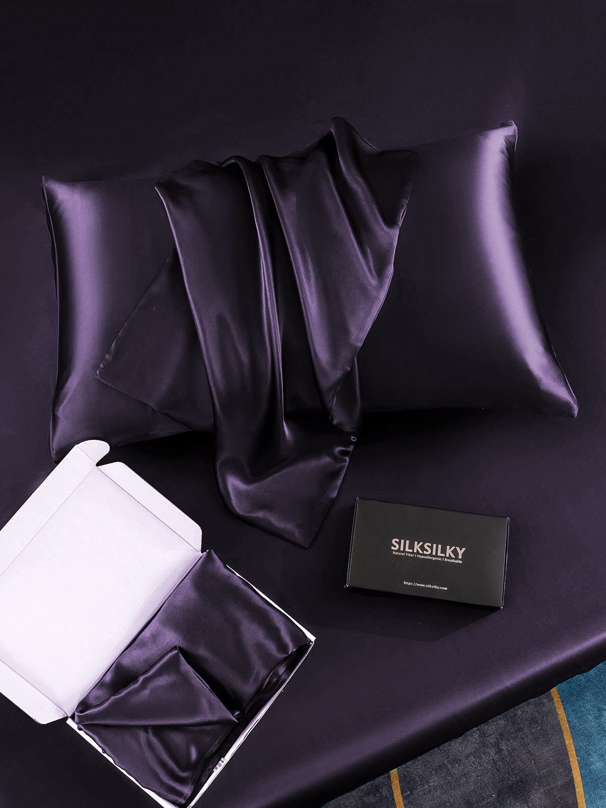 [Deep Purple] SilkSilky-UK 30Momme Pure Silk Pillowcase 005