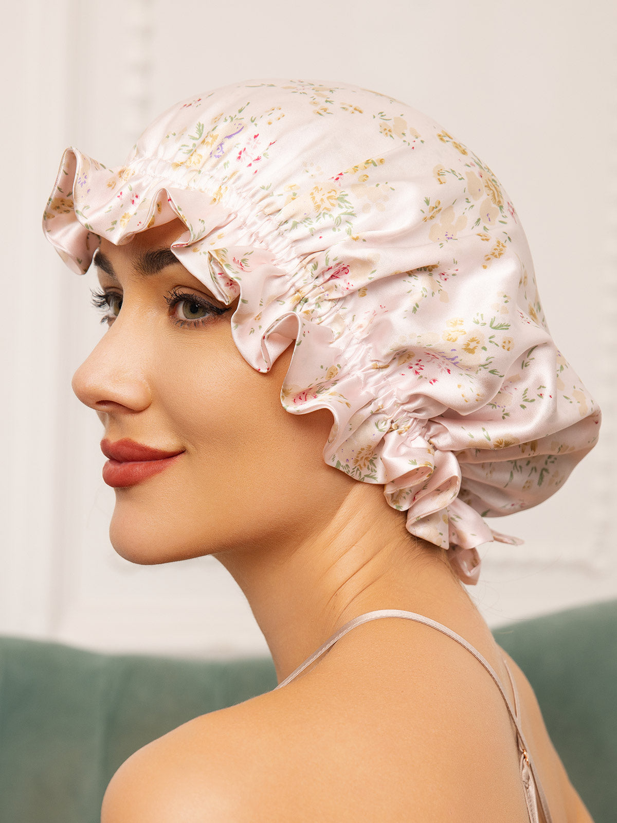 [Floral] SilkSilky-UK Pure Silk Sleep Cap 001
