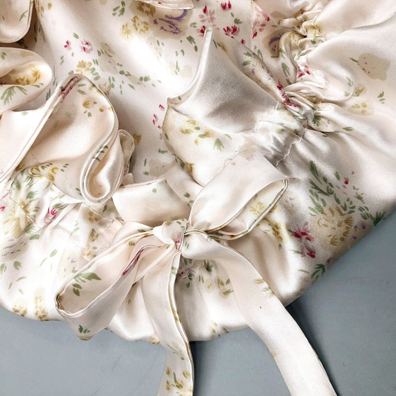 [Floral] SilkSilky-UK Pure Silk Sleep Cap 007