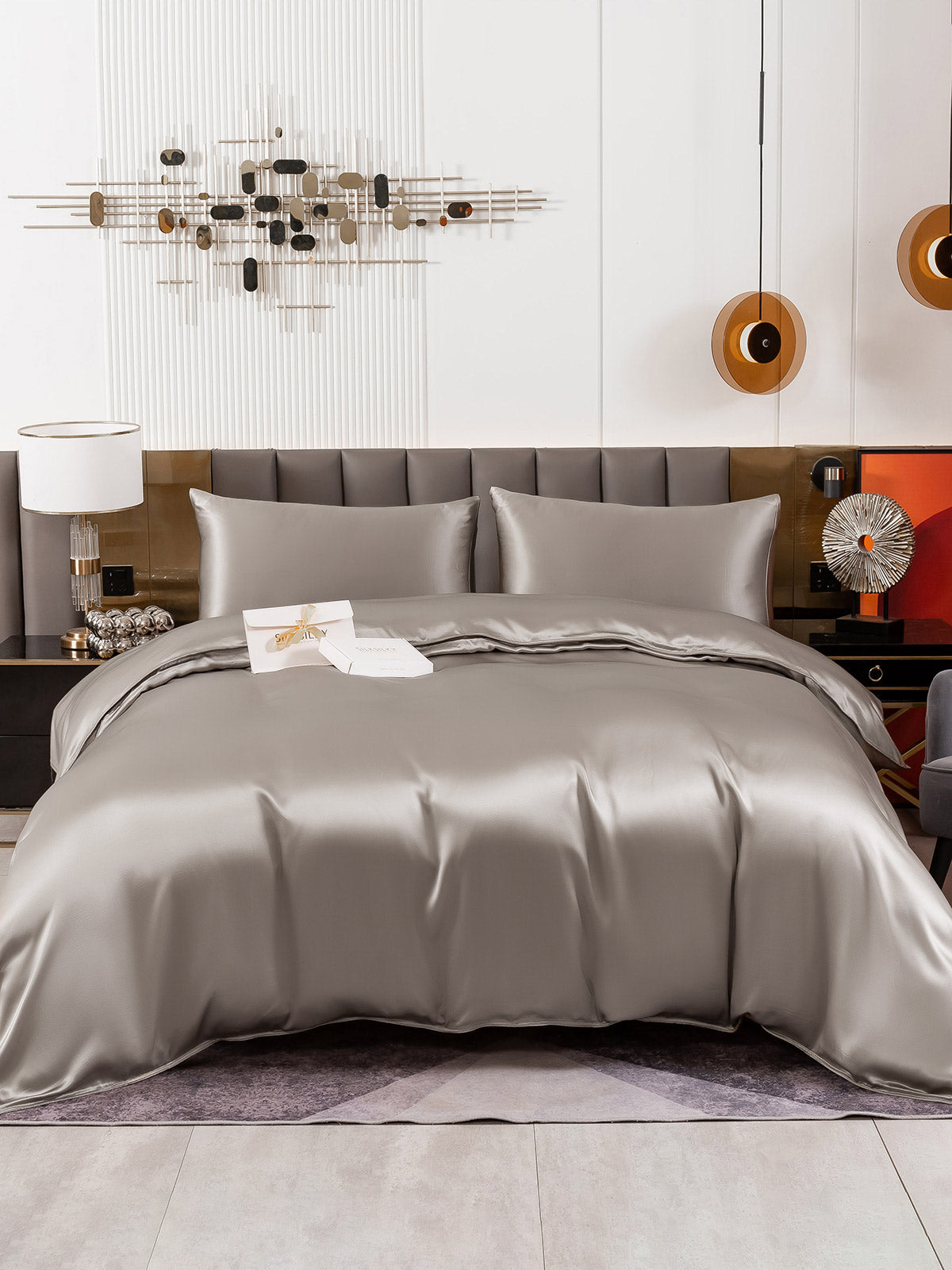[Gray] SilkSilky-UK 19Momme Pure Silk Bedding Set 002