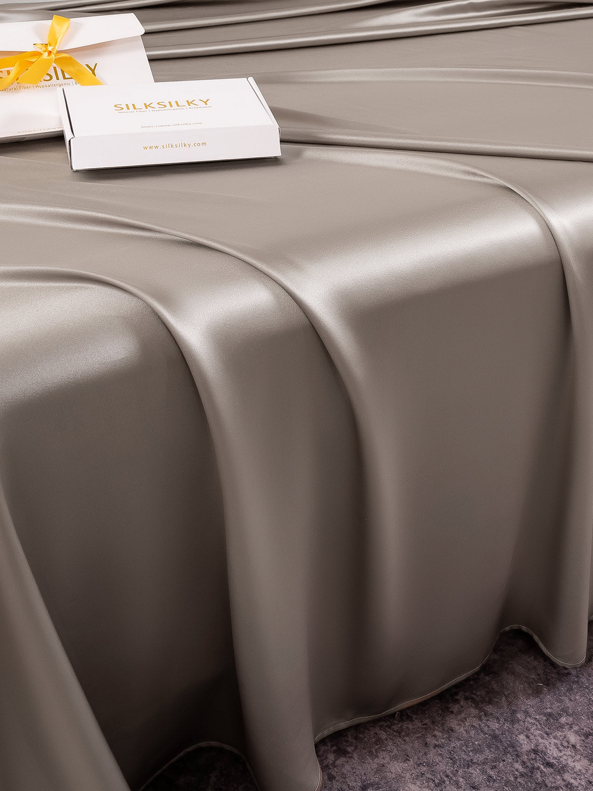 [Gray] SilkSilky-UK 19Momme Pure Silk Bedding Set 004