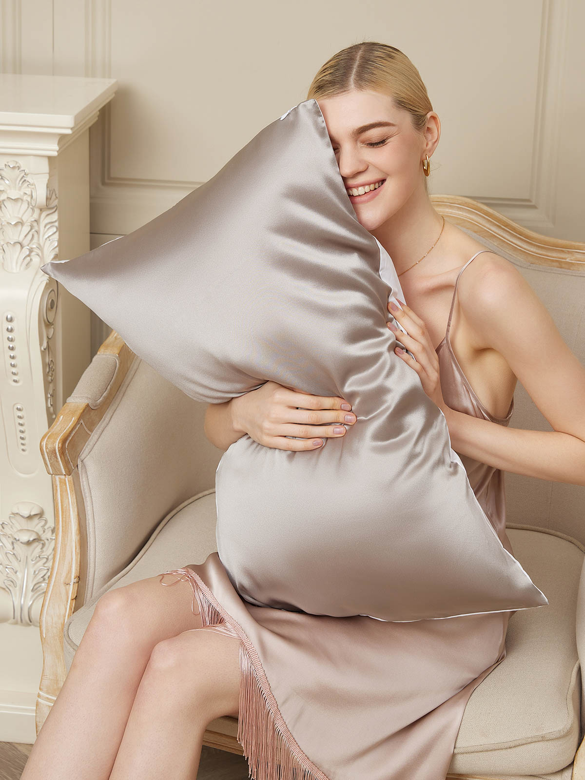 [Gray] SilkSilky-UK 19Momme Pure Silk Pillowcase 001