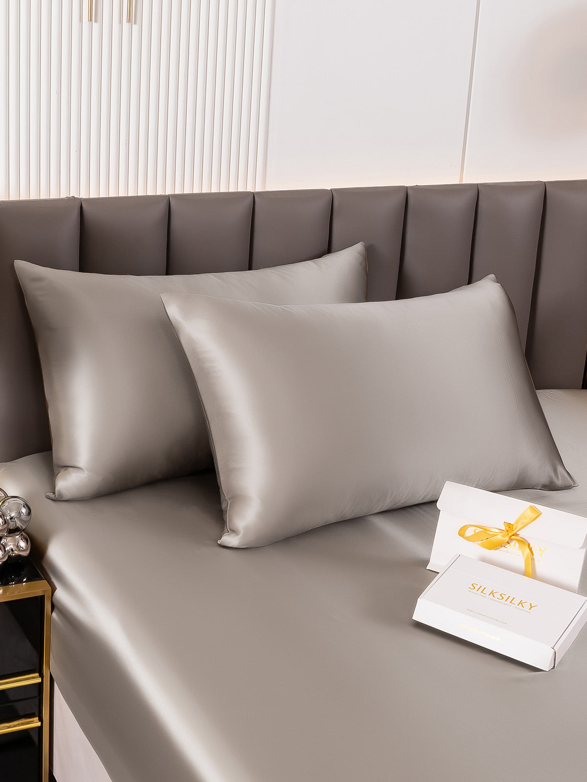 [Gray] SilkSilky-UK 19Momme Pure Silk Pillowcase 001