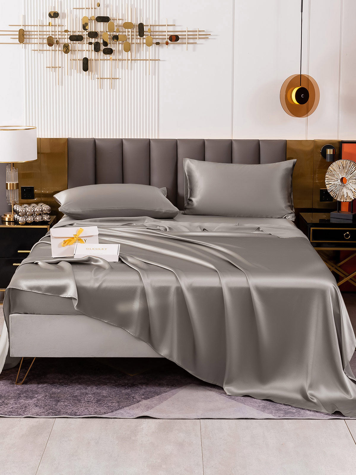 [Gray] SilkSilky-UK 19Momme Pure Silk Sheet 002