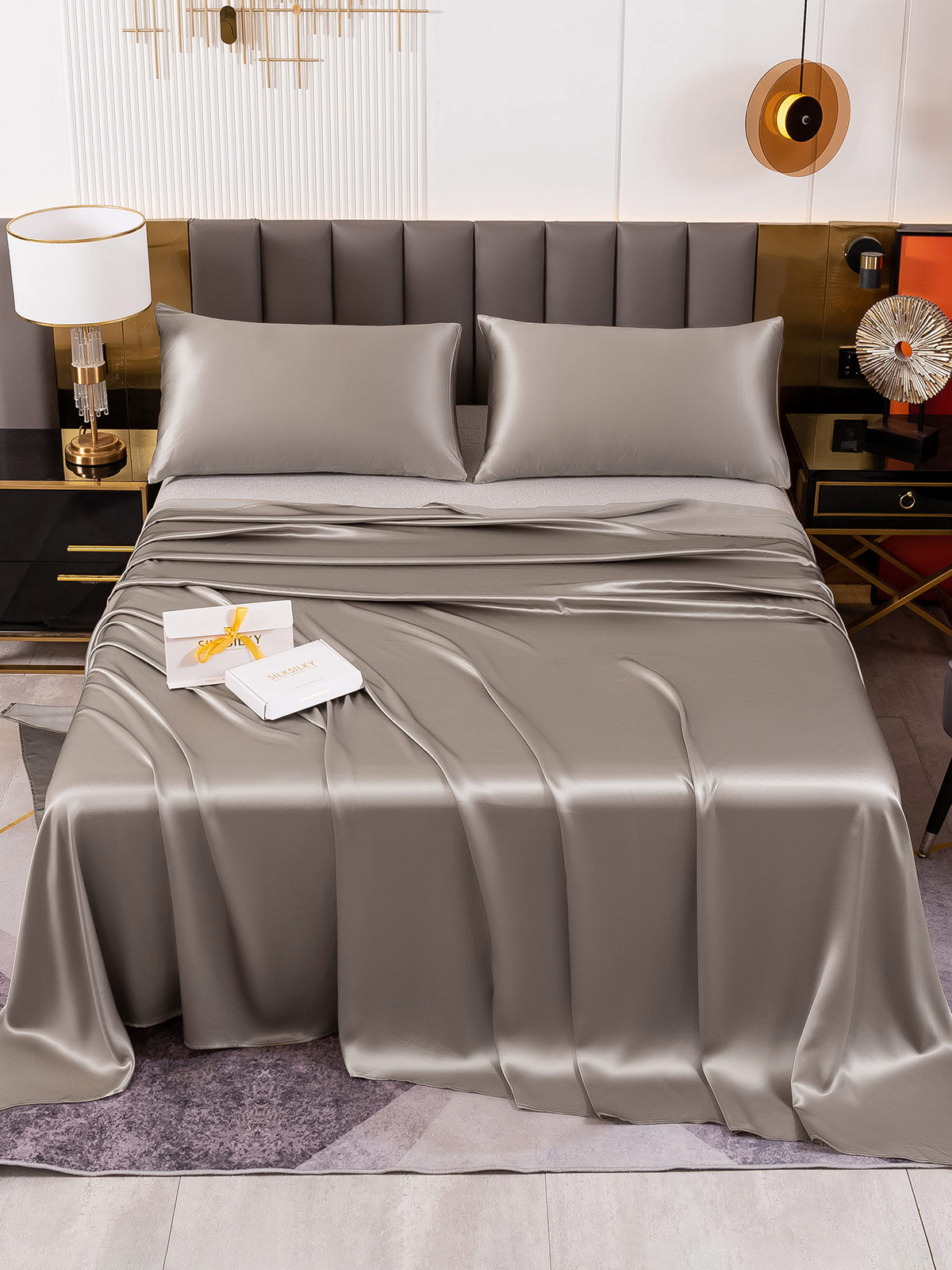 [Gray] SilkSilky-UK 19Momme Pure Silk Sheet 002