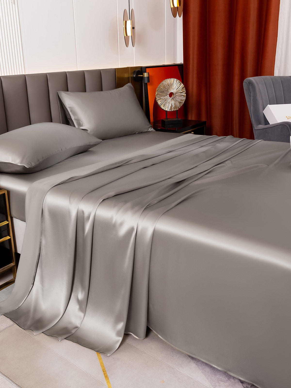 [Gray] SilkSilky-UK 19Momme Pure Silk Sheet 003