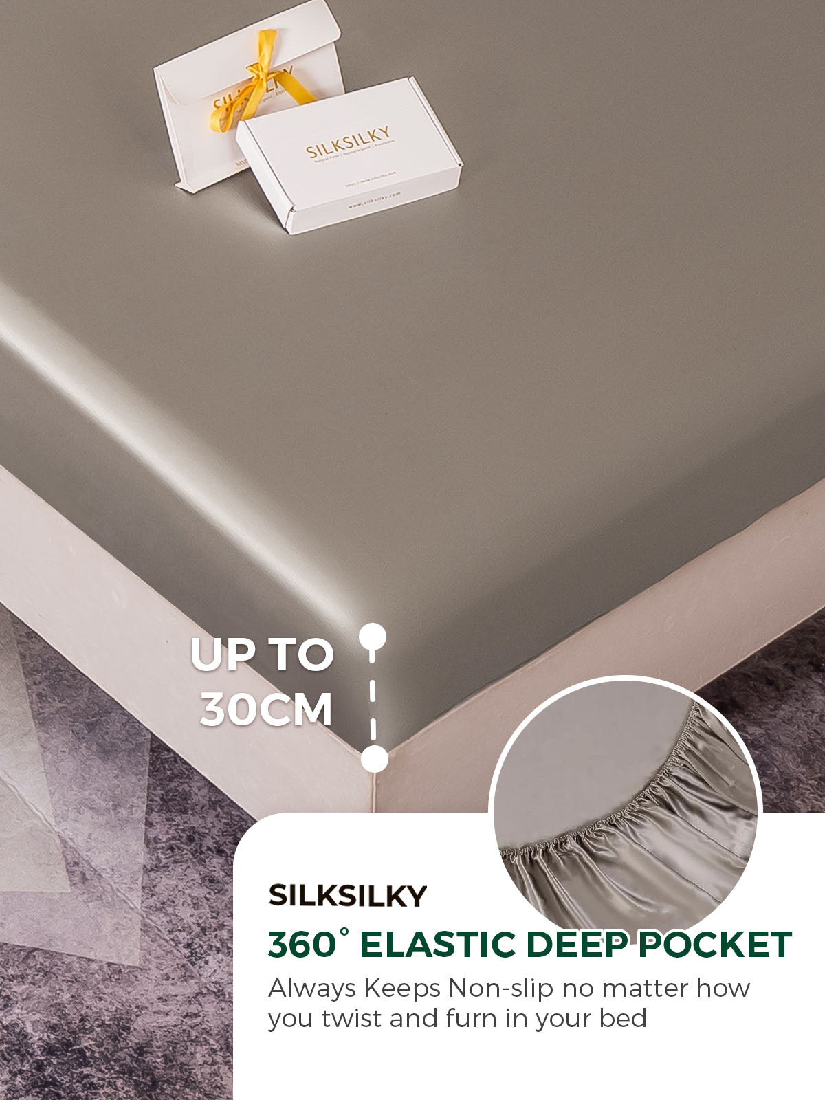 [Gray] SilkSilky-UK 19Momme Pure Silk Sheet 004