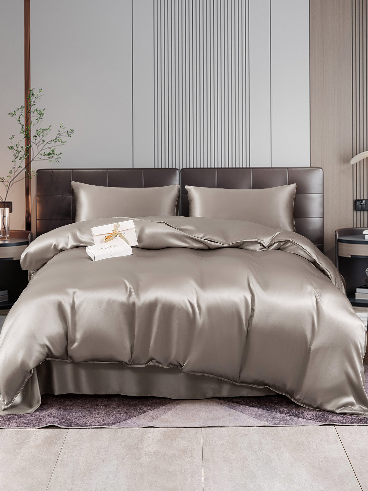 [Gray] SilkSilky-UK 22Momme Pure Silk Bedding Set 001