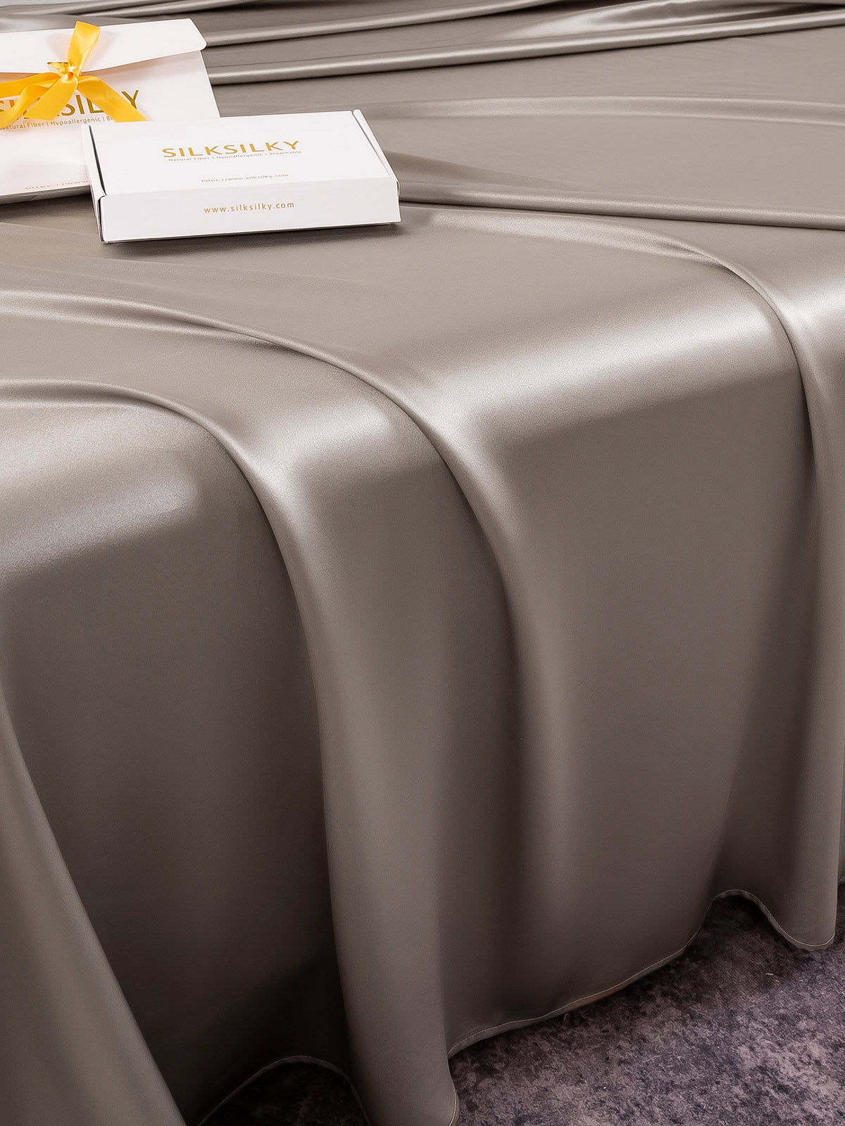 [Gray] SilkSilky-UK 22Momme Pure Silk Bedding Set 004