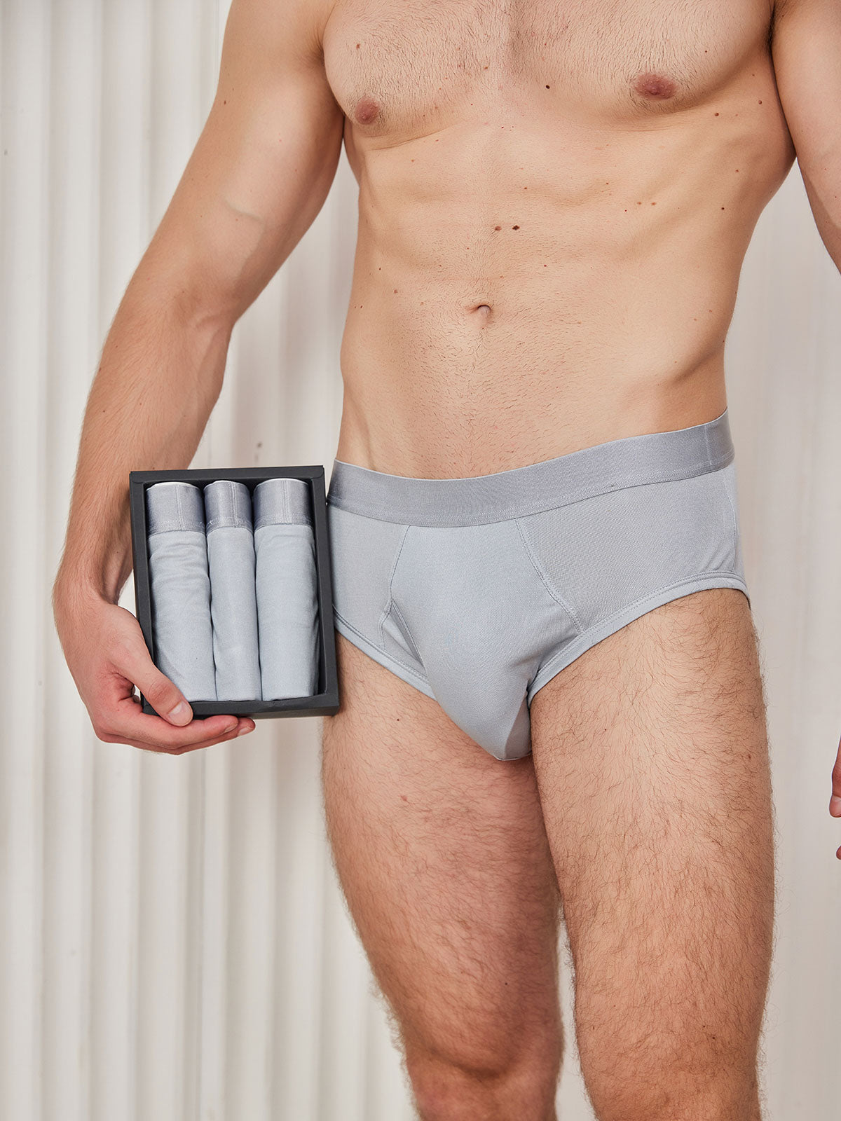 [Gray] SilkSilky-UK Silk Knitted Mens Underwear 001