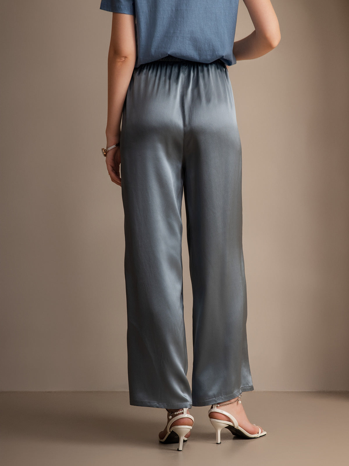 [Grayish Blue] SilkSilky-UK Pure Silk Womens Pants 002