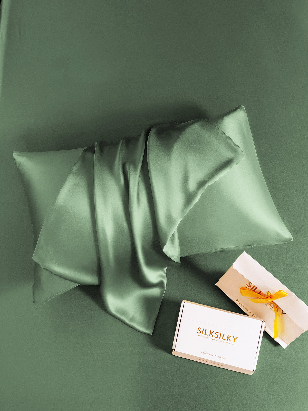 [Grayish Green] SilkSilky-UK 30Momme Pure Silk Pillowcase 004