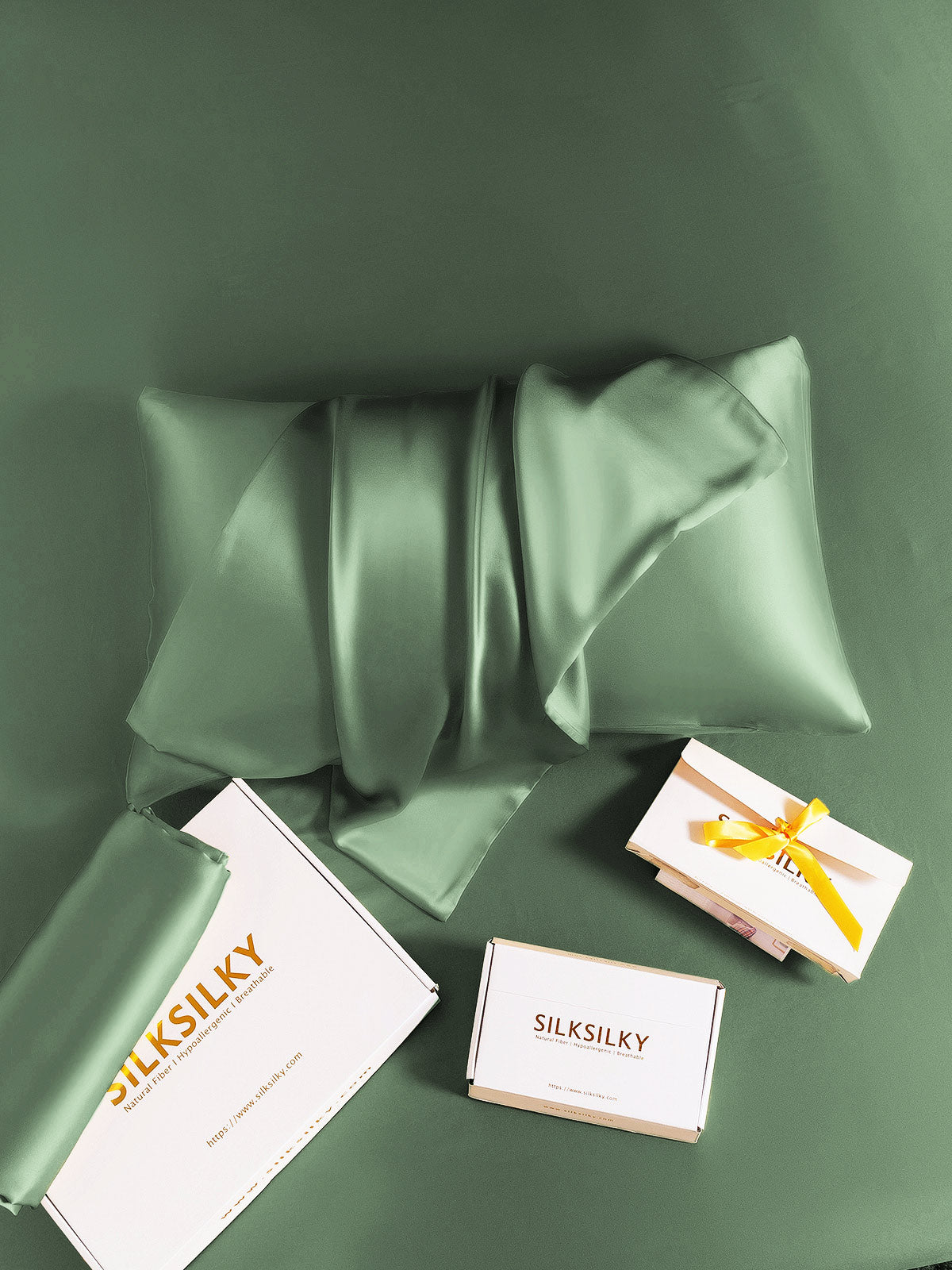 [Grayish Green] SilkSilky-UK 30Momme Pure Silk Pillowcase 006