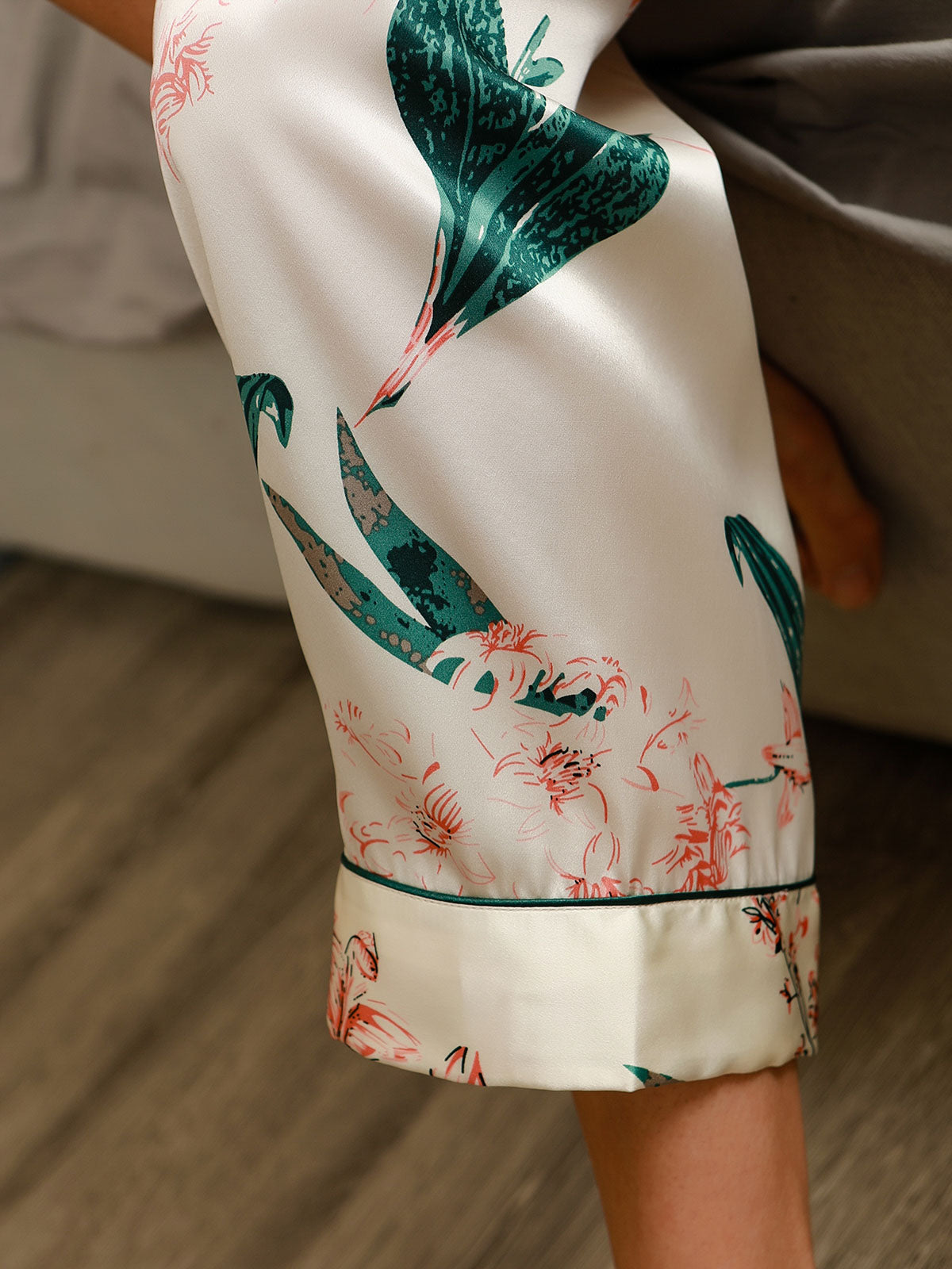 [Ivory] SilkSilky-UK Pure Silk Long Sleeve Lapel Women's Pyjamas 008