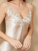 [Ivory] SilkSilky-UK 3/4 Sleeve V Neck Nightdress&Dressing gowns 008