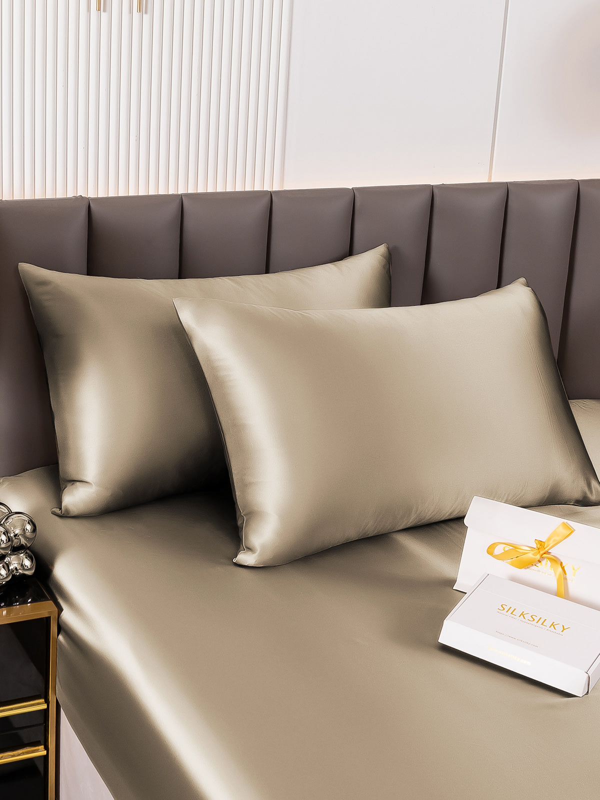 [Khaki] SilkSilky-UK 19Momme Pure Silk Pillowcase 001