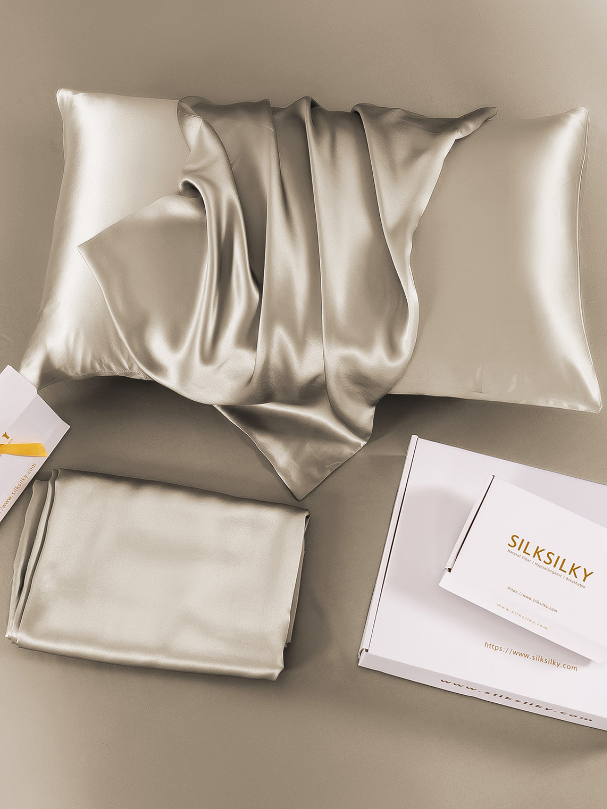 [Khaki] SilkSilky-UK 19Momme Pure Silk Pillowcase 006