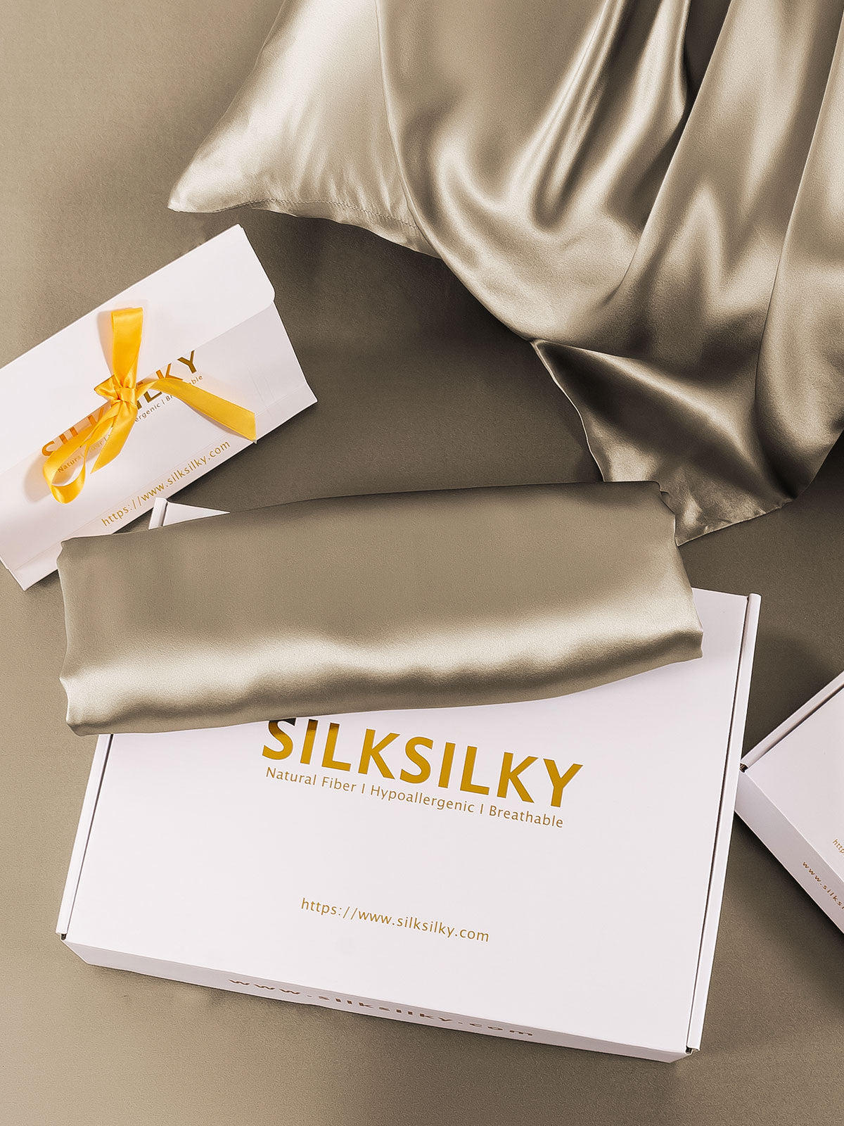 [Khaki] SilkSilky-UK 19Momme Pure Silk Pillowcase 008