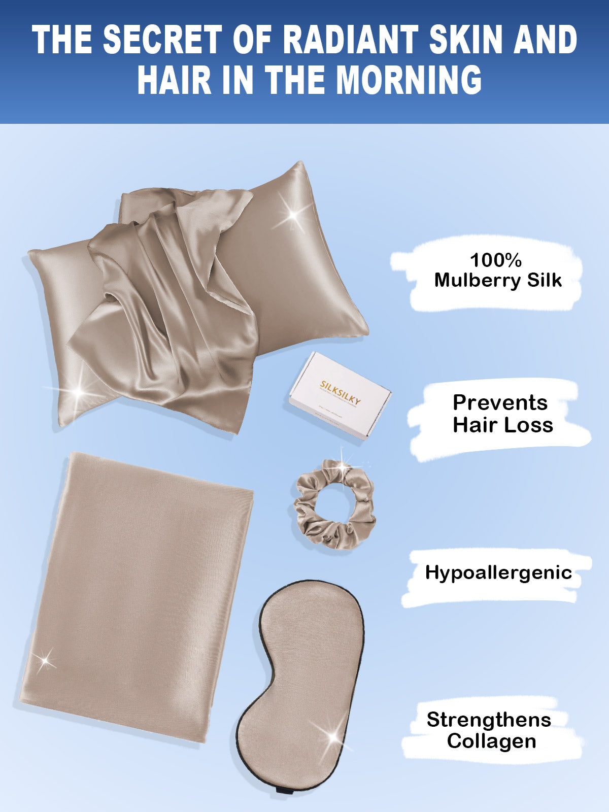 [Khaki] SilkSilky-UK 19Momme Pure Silk Pillowcase Set 002