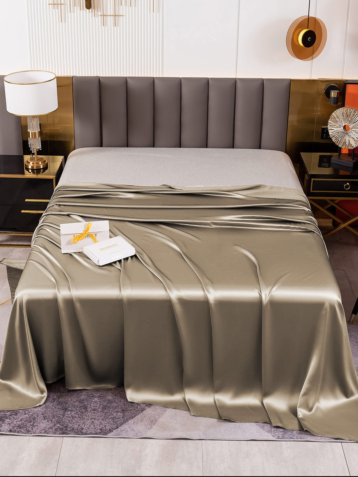 [Khaki] SilkSilky-UK 19Momme Pure Silk Sheet 002
