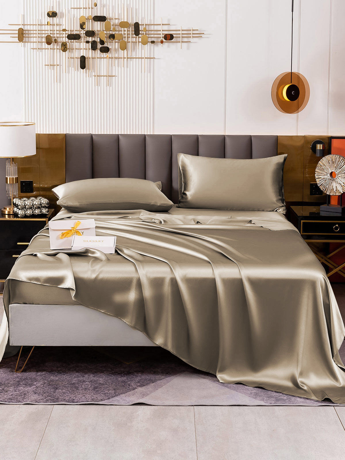 [Khaki] SilkSilky-UK 19Momme Pure Silk Sheet 002