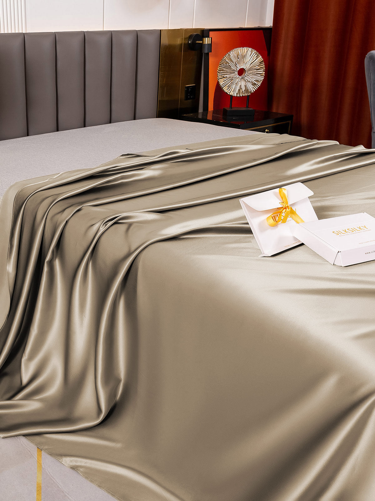 [Khaki] SilkSilky-UK 19Momme Pure Silk Sheet 003