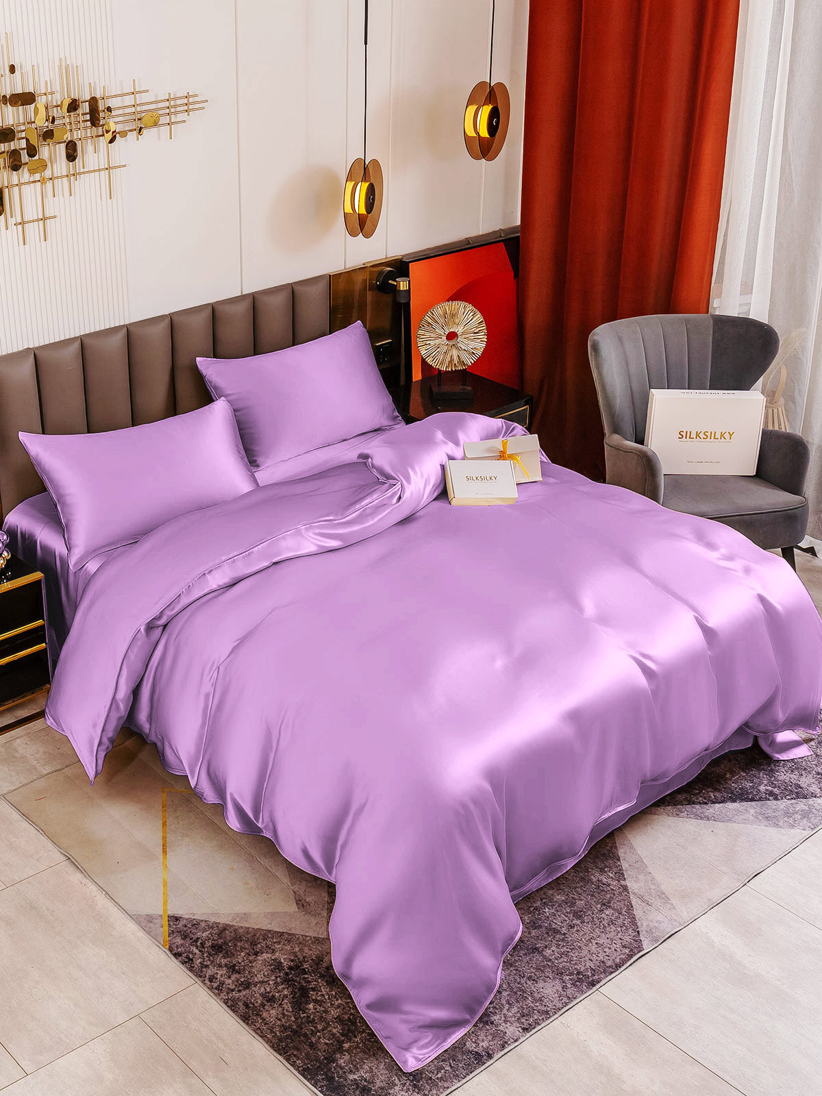 [Lavender] SilkSilky-UK 19Momme Pure Silk Bedding Set 001