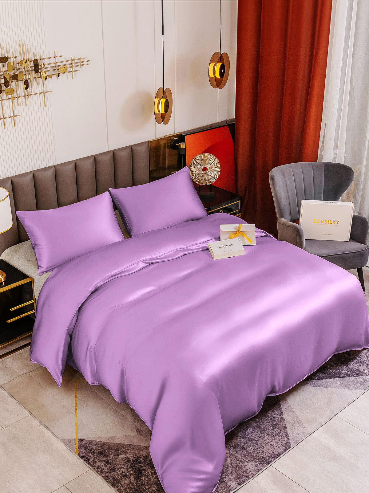 [Lavender] SilkSilky-UK 19Momme Pure Silk Bedding Set 001