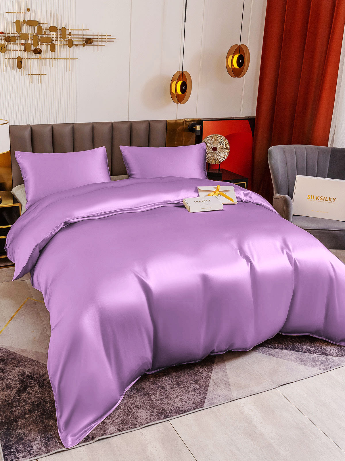 [Lavender] SilkSilky-UK 19Momme Pure Silk Bedding Set 003