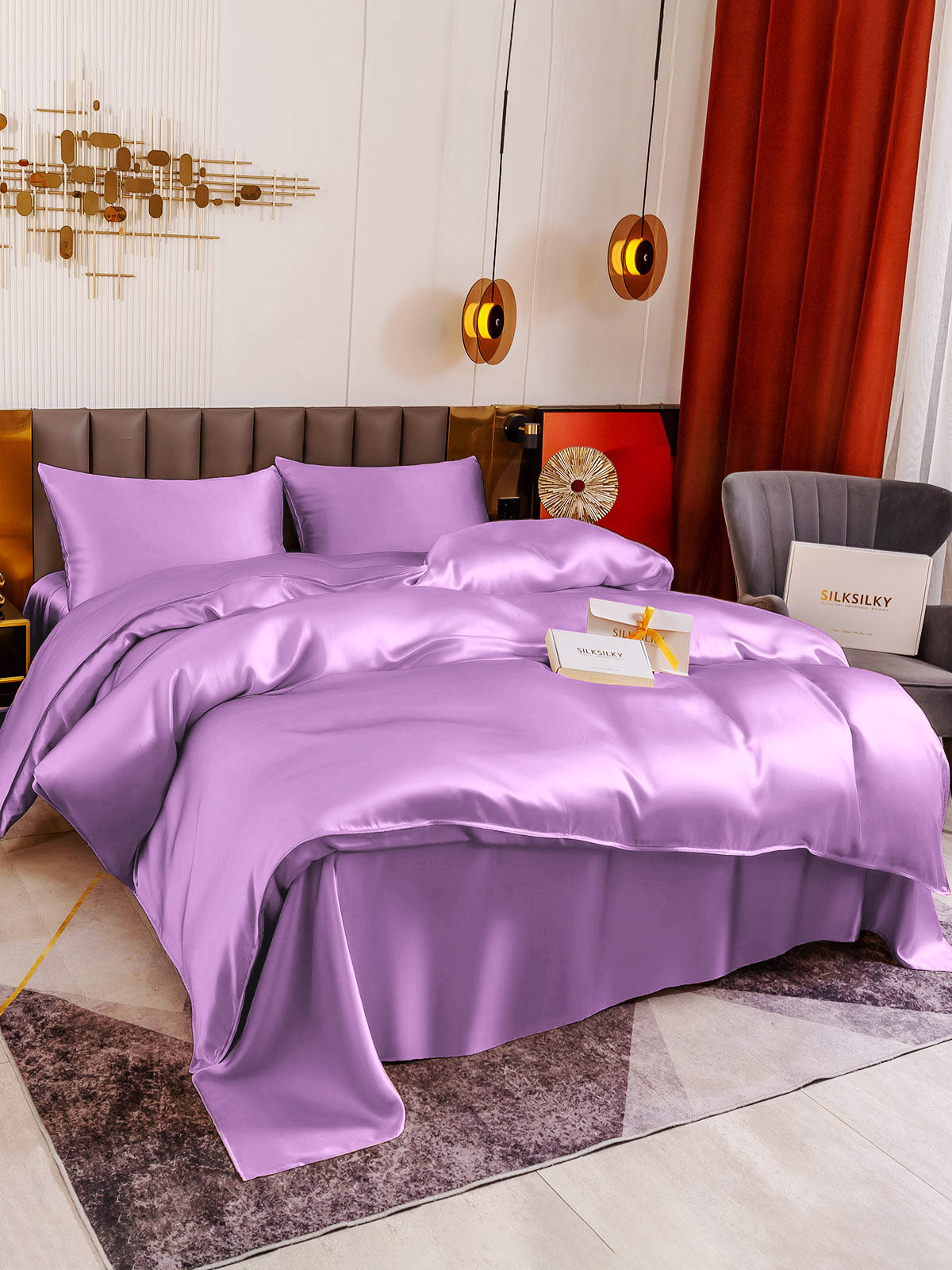 [Lavender] SilkSilky-UK 19Momme Pure Silk Bedding Set 004