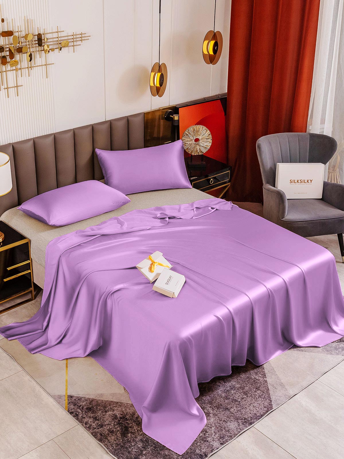 [Lavender] SilkSilky-UK 19Momme Pure Silk Sheet 001