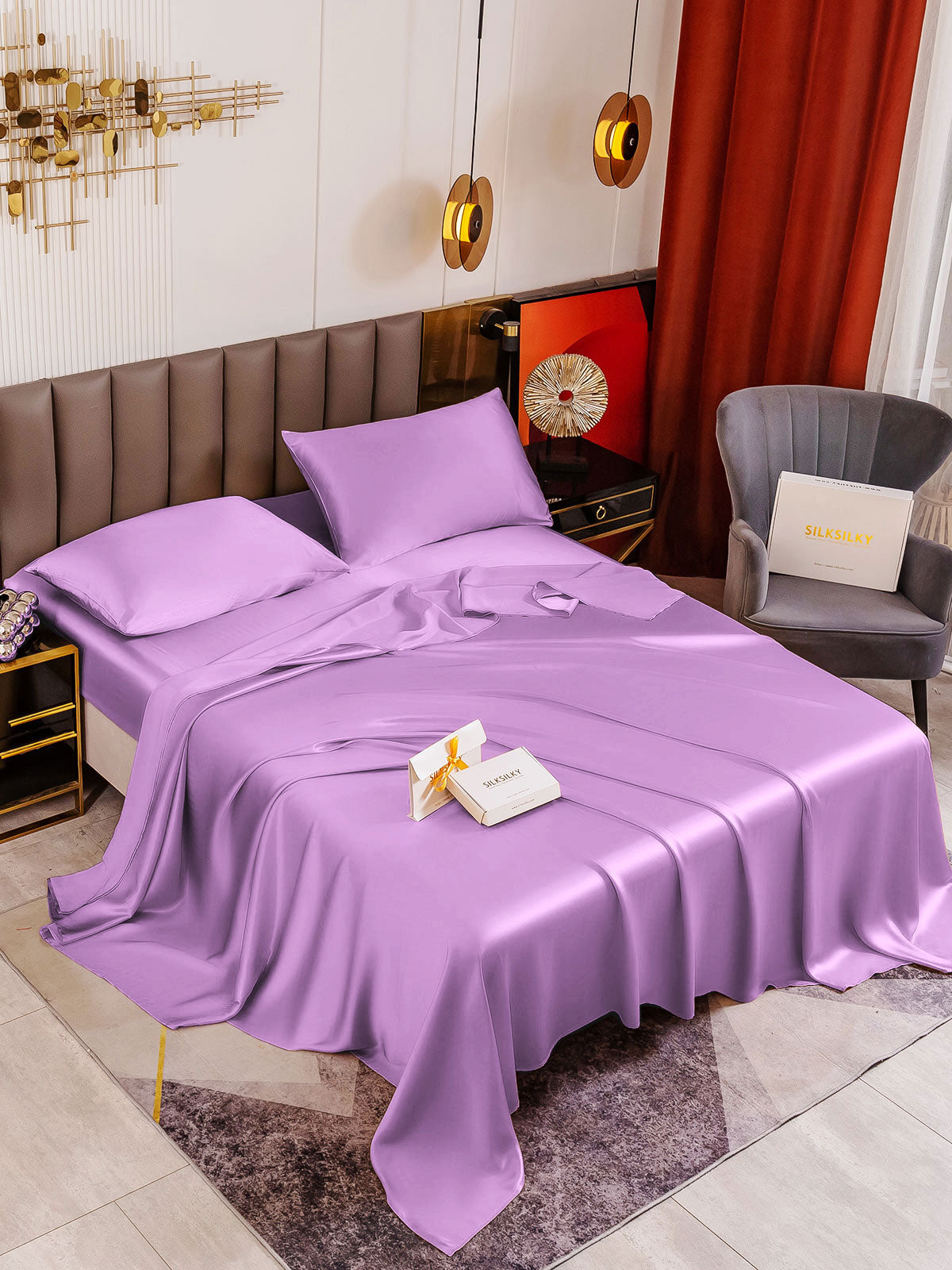 [Lavender] SilkSilky-UK 19Momme Pure Silk Sheet 001