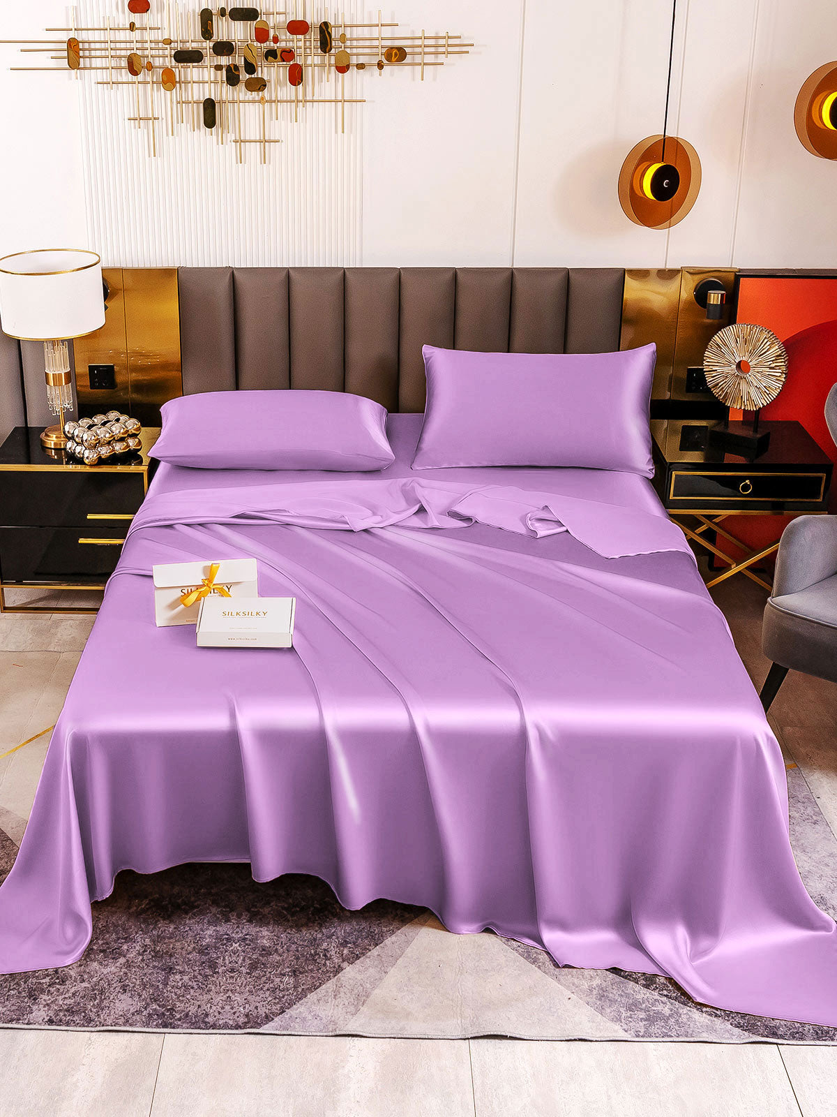 [Lavender] SilkSilky-UK 19Momme Pure Silk Sheet 002