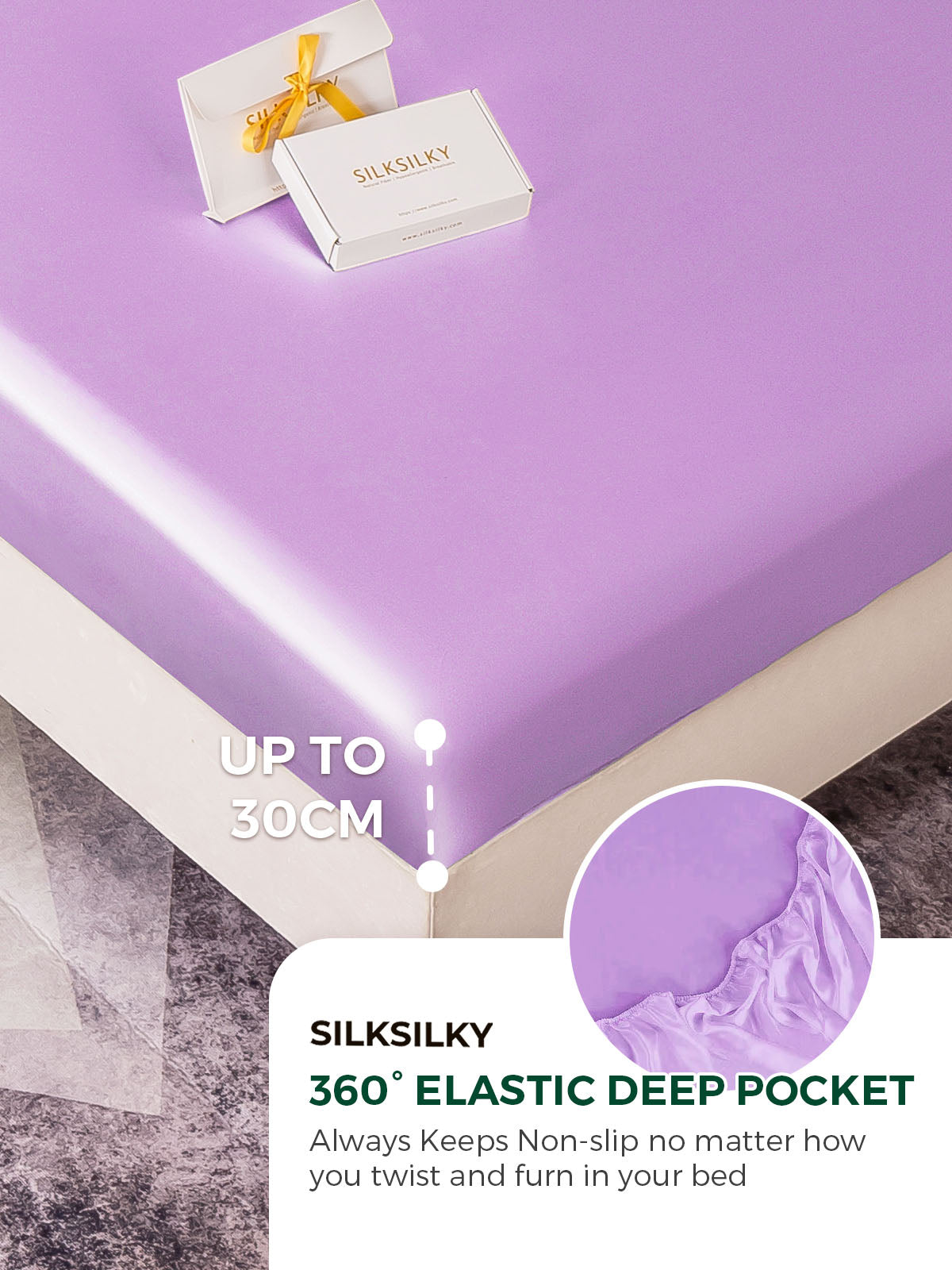 [Lavender] SilkSilky-UK 19Momme Pure Silk Sheet 004