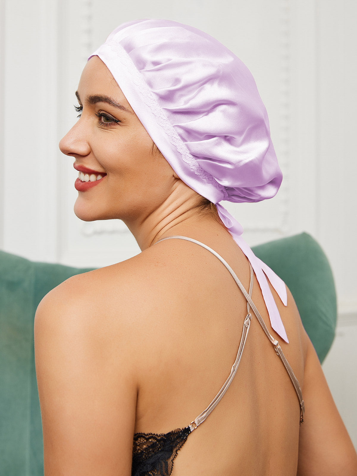 [Lavender] SilkSilky-UK Pure Silk Sleep Cap 001
